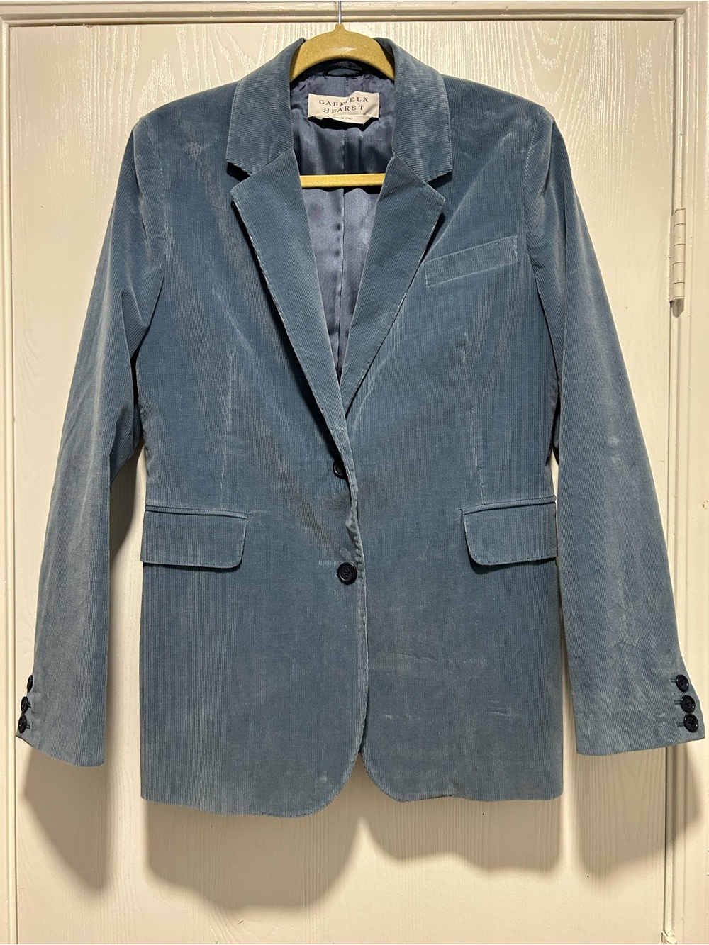 Gabriela Hearst Women’s Corduroy Single Breast Blazer Sz 10 Jacket in Dusty Blue
